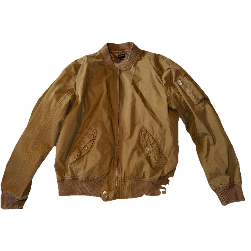 J Crew Vintage Olive Green Brown Men's Medium Bomber Jacket Full Zip